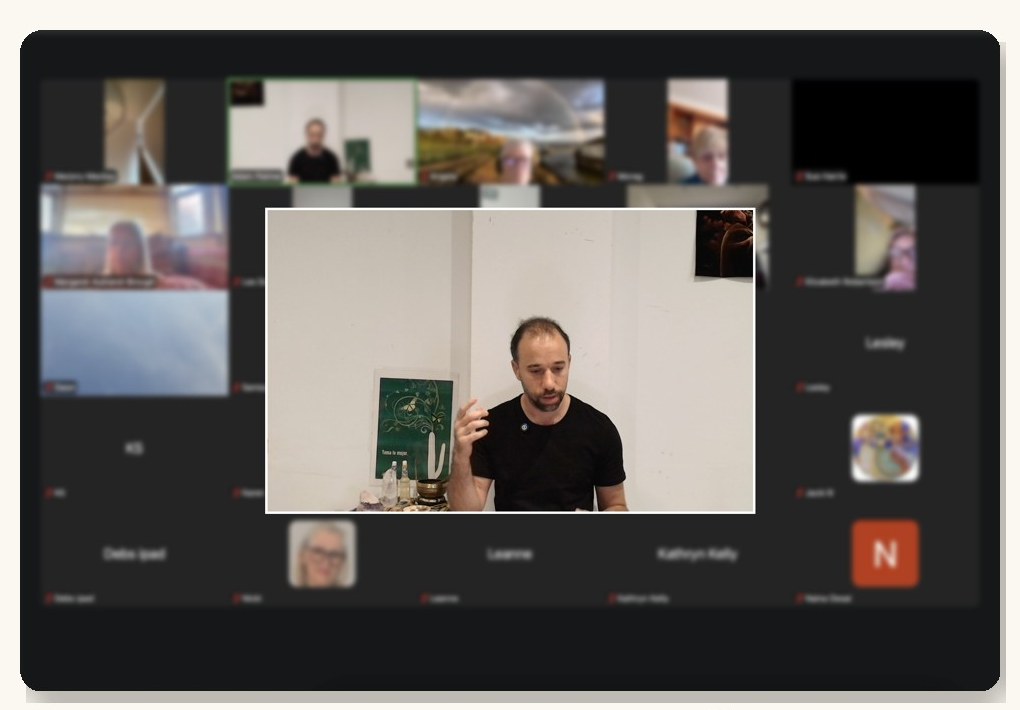 Adam teaching a live session on Zoom